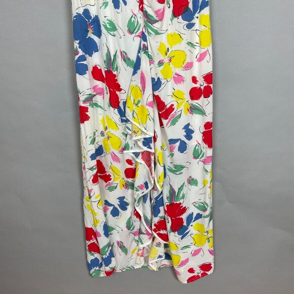 RIXO‎ Target Collab Dress Floral Mock Neck Cascade Ruffle White Colorful Size 8 - Picture 6 of 16
